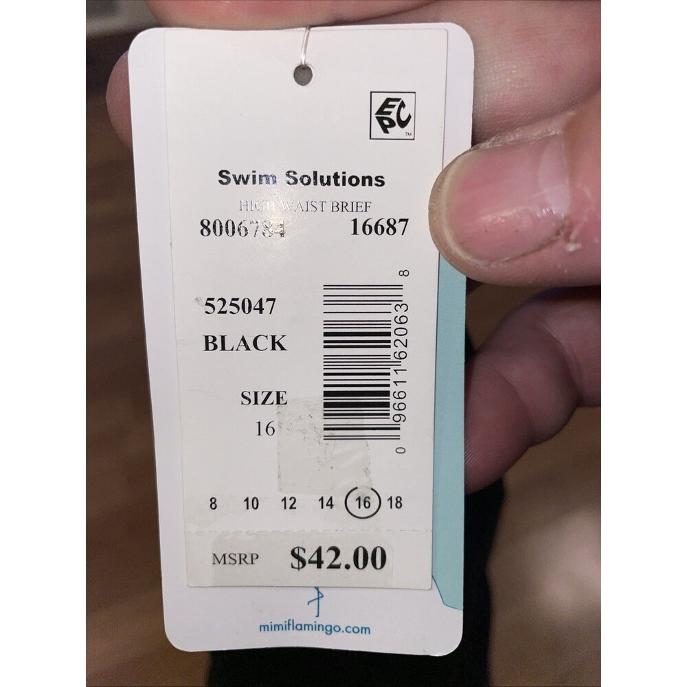 Swim Solutions Women's Black Ultra High-Waist Bottom Swimwear Size 16 NWT $42 - Picture 4 of 4
